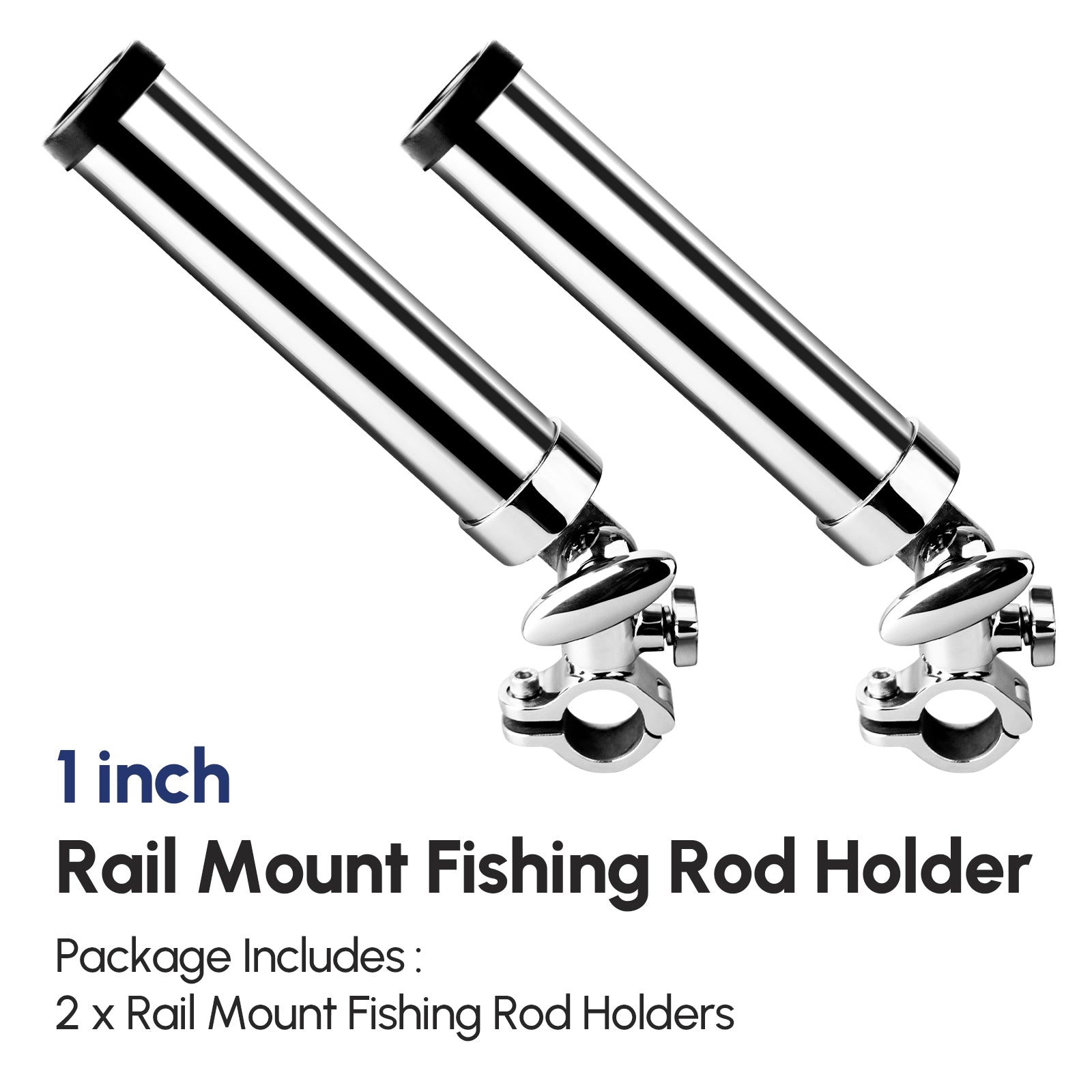Rail Mount Clamp Fishing Rod Holder | Fits 7/8", 1", 1-1/4" Rails | 316  Stainless Steel | 360 Adjustable for Boat Fishing  Scandimetal