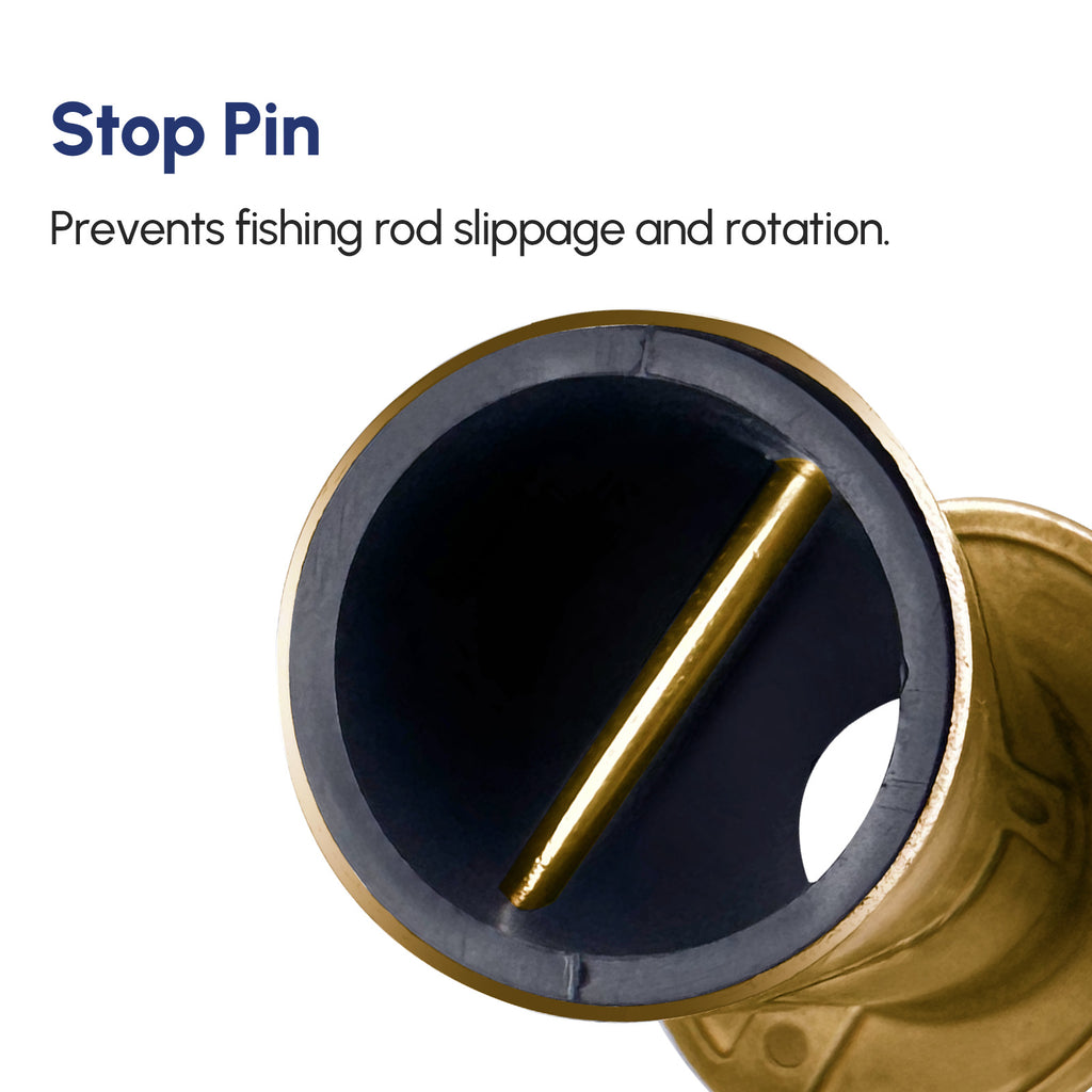 15/30/90 Degree PVD Gold Fishing Rod Holder | 316 Stainless Steel Flush Mount with Cast Flange | Mirror Polished Surface