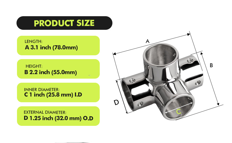 Handrail 4-way Fitting