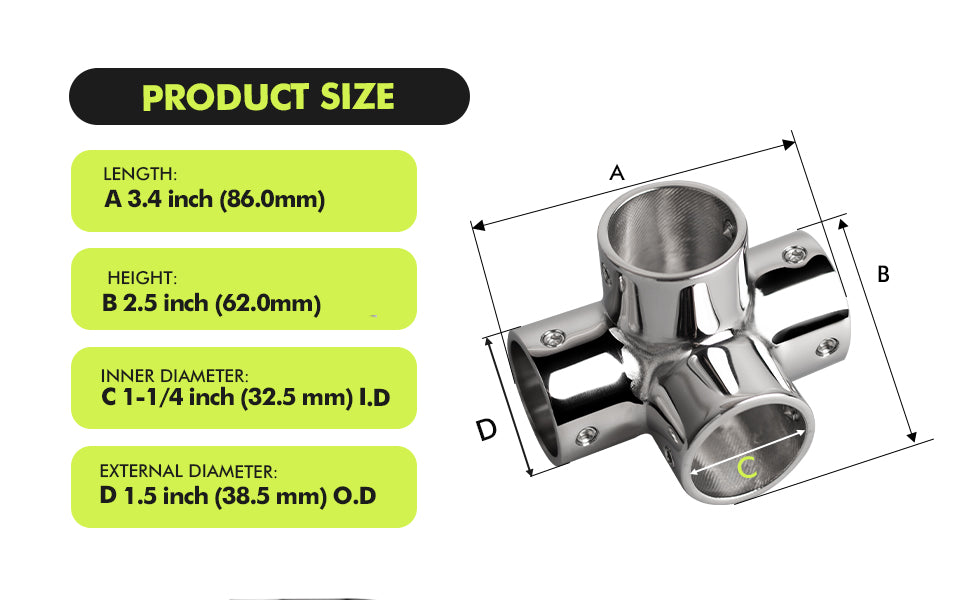 Handrail 4-way Fitting