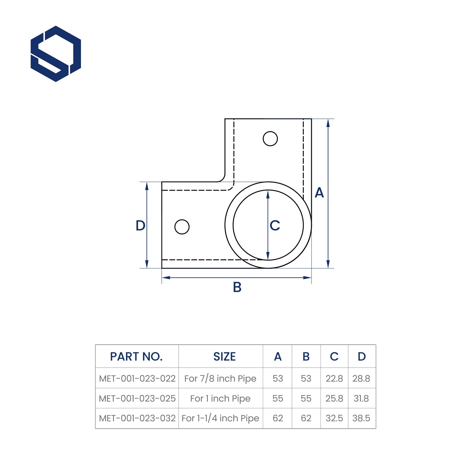 3 way Corner Fitting  For Joining Tubing